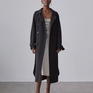 Black Size M 100% Wool Trench Coat by Silk Maison